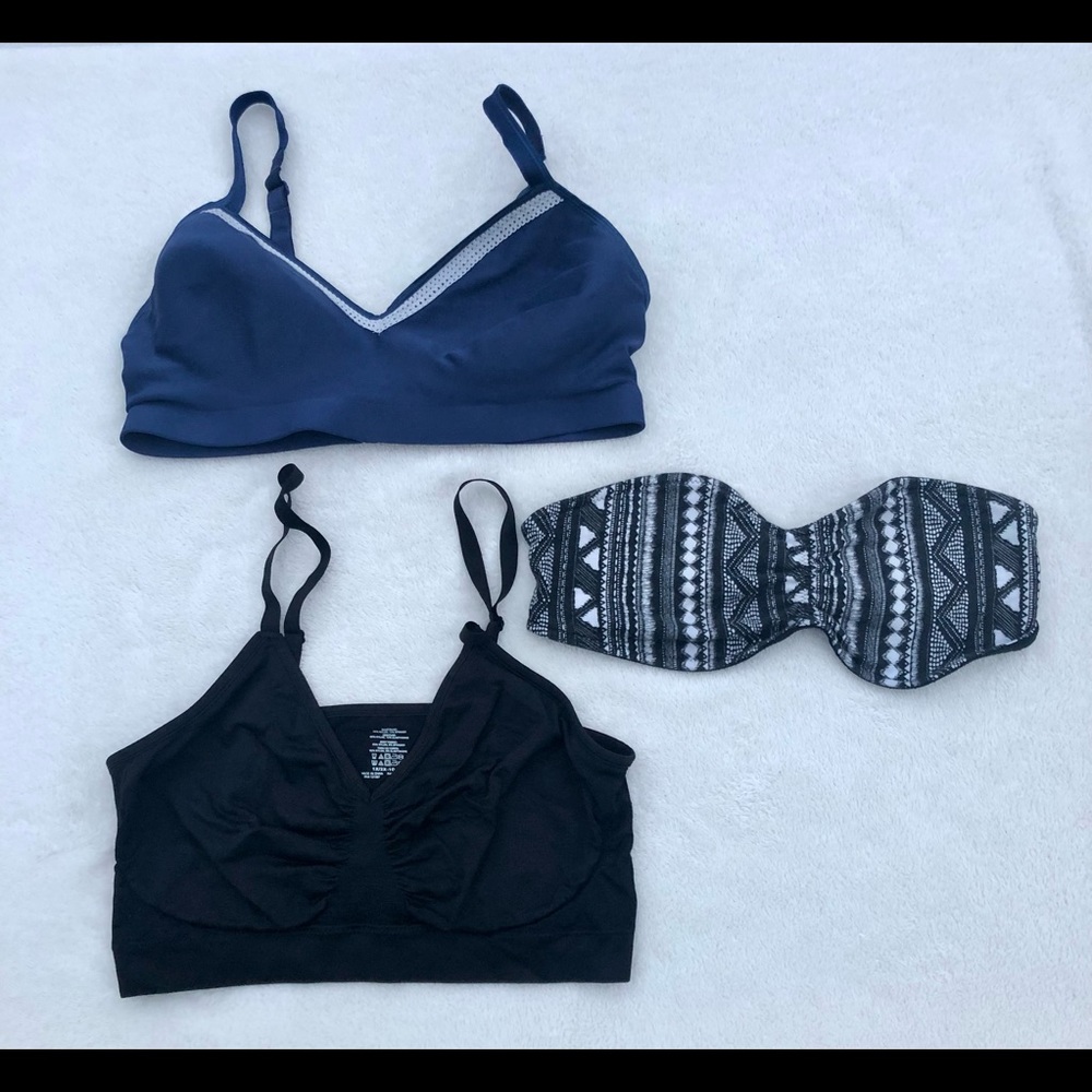 3 Bras Hanes Mudd Bras Bralette Cool & Comfy Lot of three Large